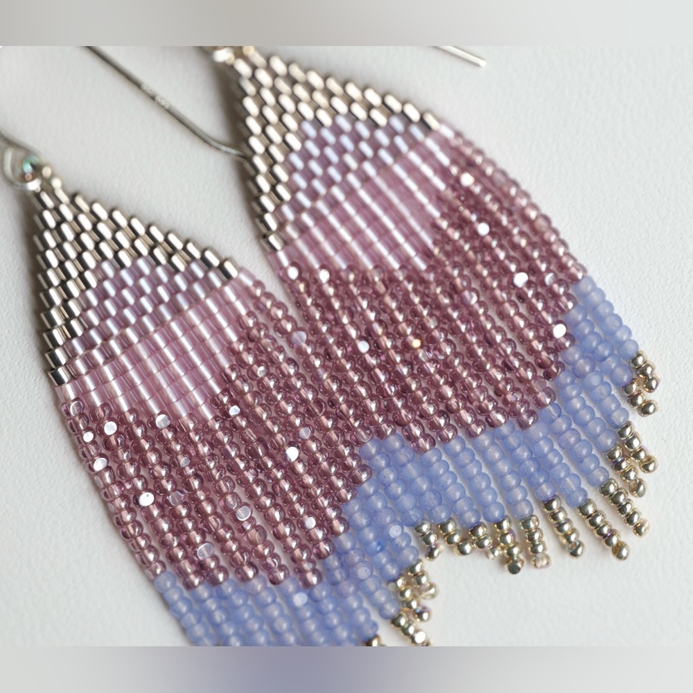 Sage’s Aura | Lilac + Periwinkle | Handmade Beaded Earrings NWOT